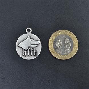 Göktürkçe Türk - Kurt Madalyon Kolye Ucu - Antik Gümüş Kaplama