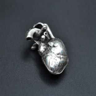 Kalp Kolye Ucu - Antik Gümüş Kaplama