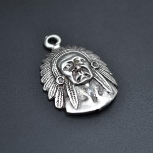 Kızılderili Kolye Ucu - Antik Gümüş Kaplama