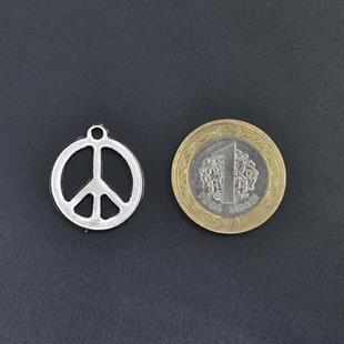 Minimal Barış Sembolü Kolye Ucu - Antik Gümüş Kaplama