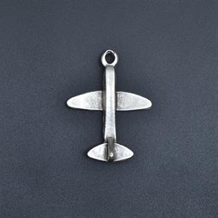 Minimal Uçak Kolye Ucu - Antik Gümüş Kaplama