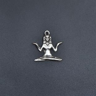 Minimal Yoga Kolye Ucu - Antik Gümüş Kaplama