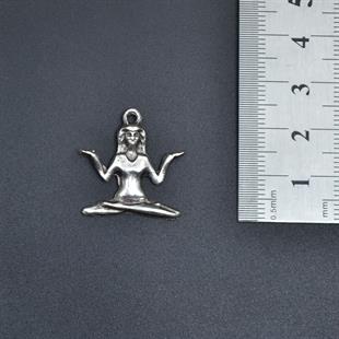 Minimal Yoga Kolye Ucu - Antik Gümüş Kaplama