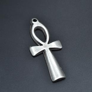 Nil'in Anahtarı - Ankh Anahtarı Kolye Ucu - Antik Gümüş Kaplama