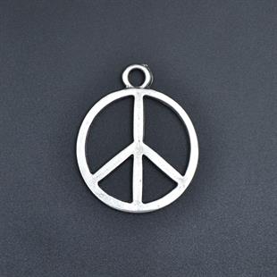 Peace Barış İşareti Kolye Ucu - Antik Gümüş Kaplama