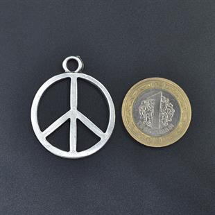 Peace Barış İşareti Kolye Ucu - Antik Gümüş Kaplama