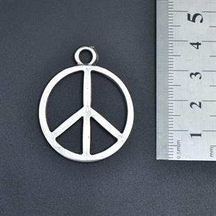 Peace Barış İşareti Kolye Ucu - Antik Gümüş Kaplama