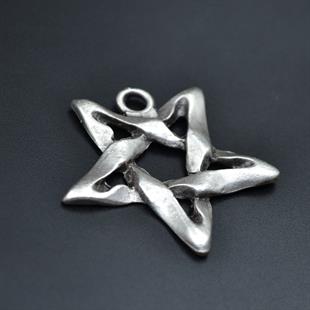Pentagram Kolye Ucu - Antik Gümüş Kaplama