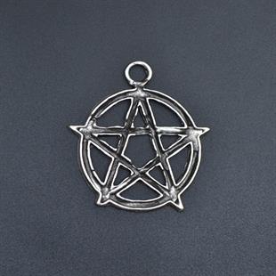Pentagram Yıldızı Kolye Ucu - Antik Gümüş Kaplama