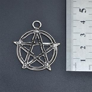 Pentagram Yıldızı Kolye Ucu - Antik Gümüş Kaplama