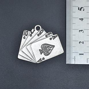 Poker İskambil Kolye Ucu - Antik Gümüş Kaplama