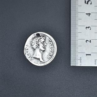 Roma Parası Sikke - Sezar Kolye Ucu - Antik Gümüş Kaplama