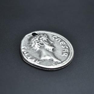 Roma Parası Sikke - Sezar Kolye Ucu - Antik Gümüş Kaplama