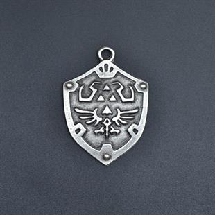 The Legend Of Zelda Kalkan Kolye Ucu - Antik Gümüş Kaplama