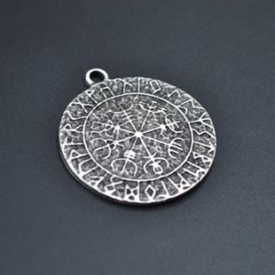Vegvisir Viking Pusulası Kolye Ucu - Antik Gümüş Kaplama