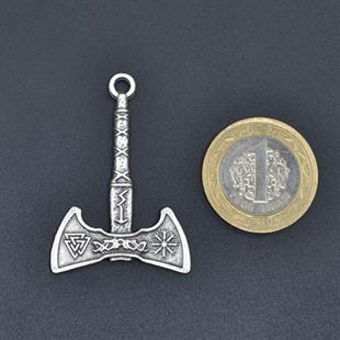Viking Run Sembol Balta Kolye Ucu - Antik Gümüş Kaplama