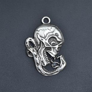 Yılan - Kuru Kafa - Venom Kolye Ucu - Antik Gümüş Kaplama
