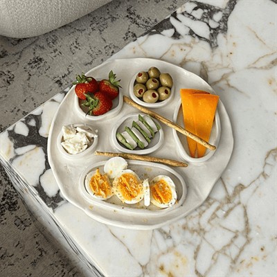 Modern Bölmeli Stoneware Sunum Tabağı 