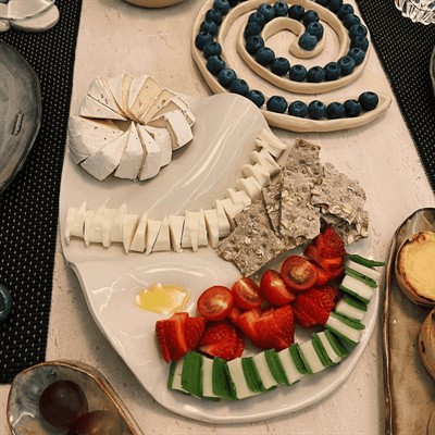 Stoneware Beyaz-Krem Sunum Tabağı