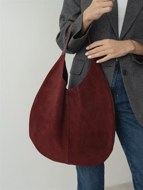 0065 Bordo Hakiki Süet Kadın Çanta