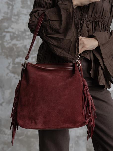 3006 Bordo Hakiki Süet Kadın Çanta