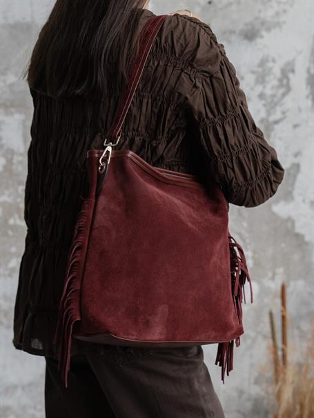 3006 Bordo Hakiki Süet Kadın Çanta