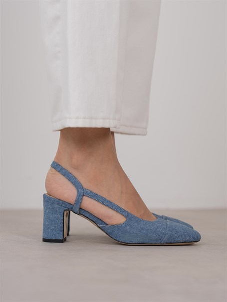 Amina Denim Hakiki Deri  Topuklu Ayakkabı