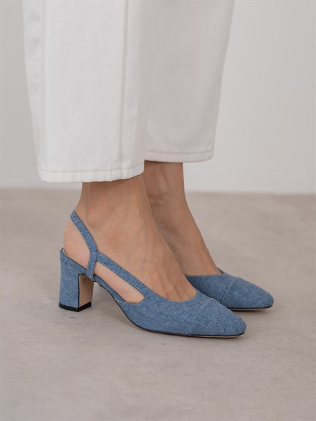 Amina Denim Hakiki Deri  Topuklu Ayakkabı