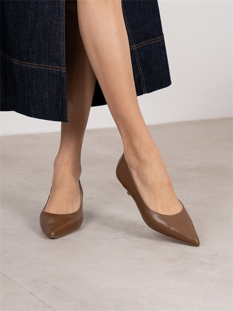 Aroya Taba Hakiki Deri Kadın Stiletto