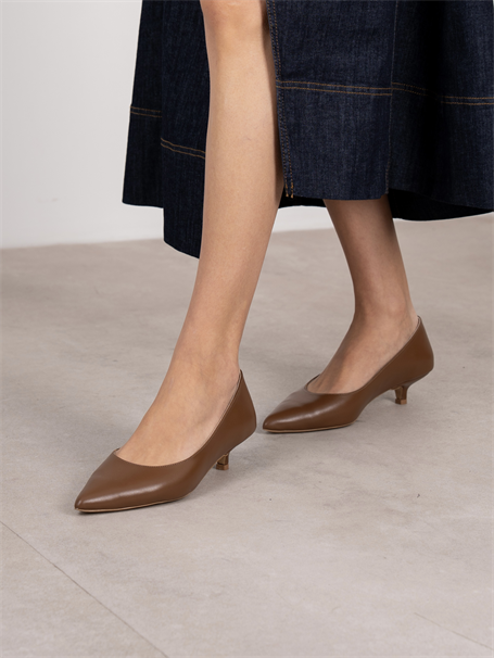 Aroya Taba Hakiki Deri Kadın Stiletto