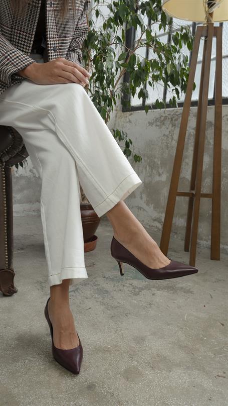Brant Bordo Hakiki Deri Kadın Stiletto