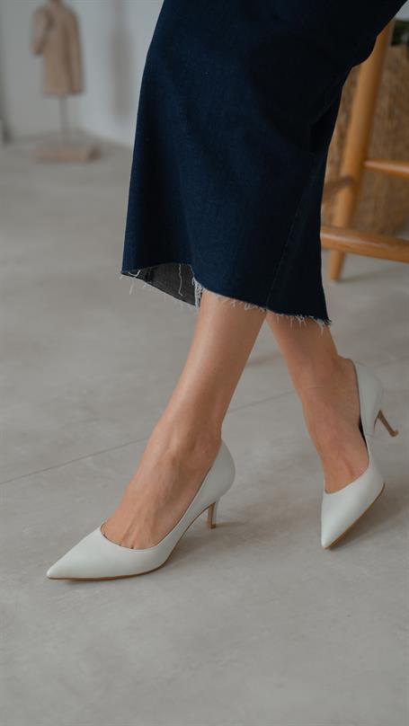 Brant Ekru Hakiki Deri Kadın Stiletto