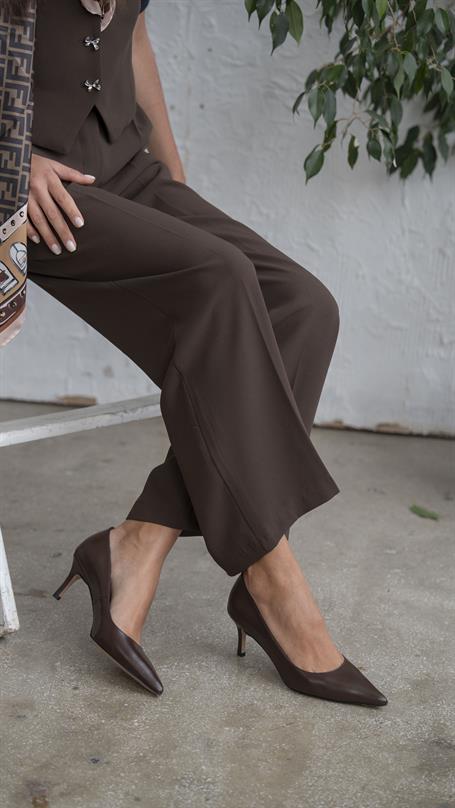 Brant Kahve Hakiki Deri Kadın Stiletto
