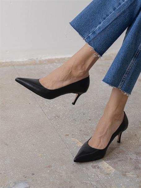Brant Siyah Hakiki Deri Kadın Stiletto