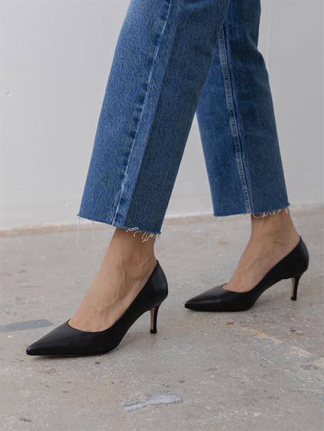 Brant Siyah Hakiki Deri Kadın Stiletto