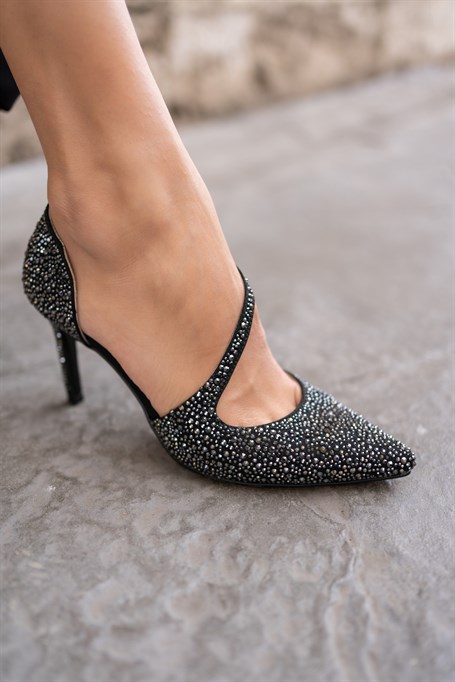 Ella Siyah Süet   Topuklu Ayakkabı