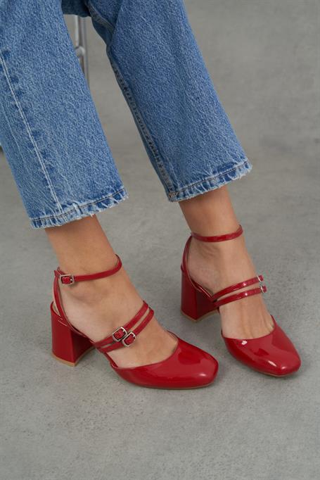 Harley Kırmızı Rugan   Topuklu Ayakkabı