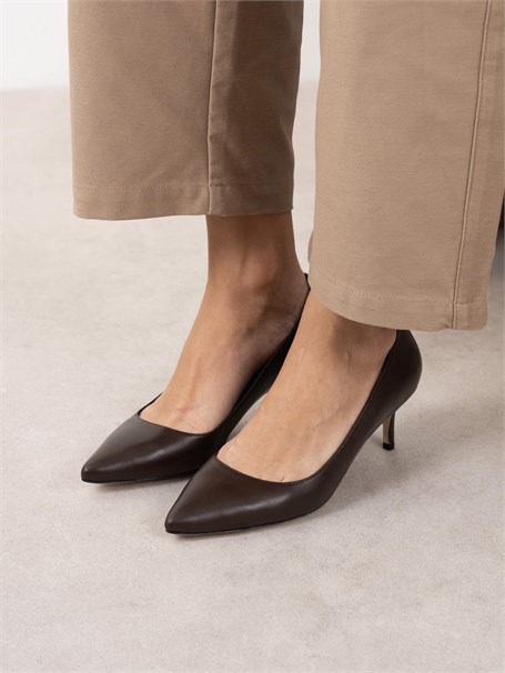 Nell Kahve Deri Hakiki Deri Kadın Stiletto