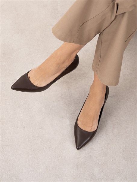 Nell Kahve Deri Hakiki Deri Kadın Stiletto