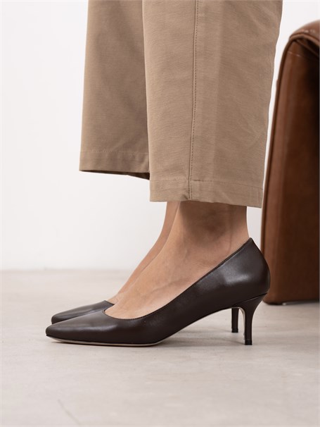 Nell Kahve Deri Hakiki Deri Kadın Stiletto