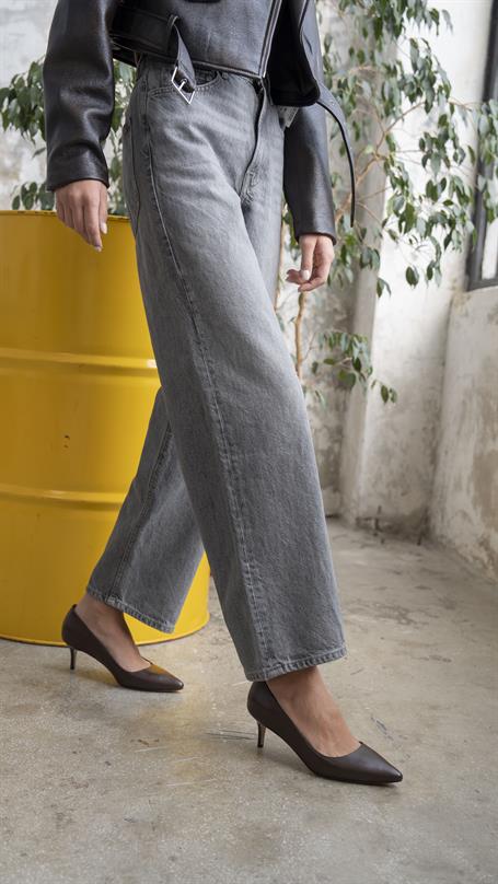Nell Kahve Deri Hakiki Deri Kadın Stiletto