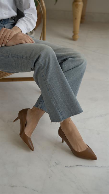 Nell Taba Deri Hakiki Deri Kadın Stiletto