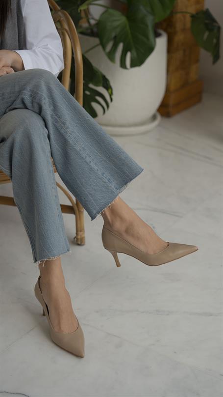 Nell Ten Deri Hakiki Deri Kadın Stiletto
