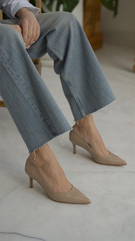 Nell Ten Deri Hakiki Deri Kadın Stiletto
