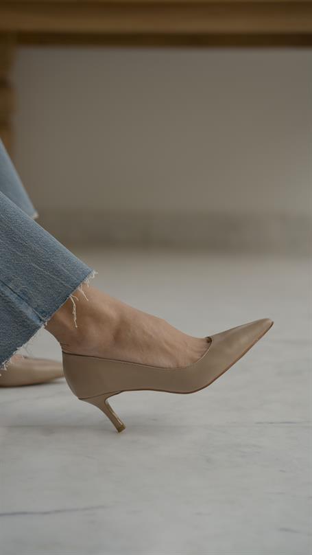 Nell Ten Deri Hakiki Deri Kadın Stiletto