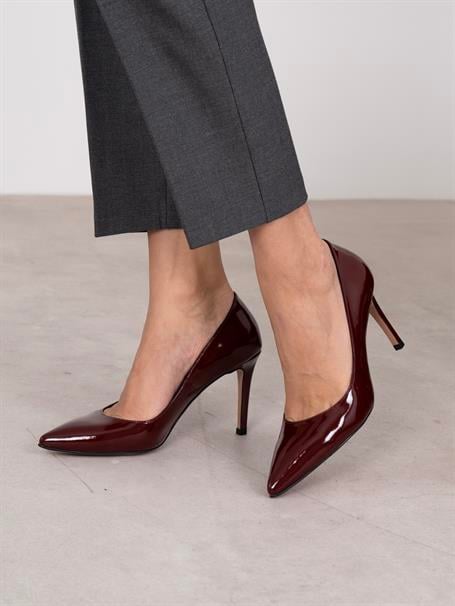 Pael Bordo Rugan Hakiki Deri Kadın Stiletto