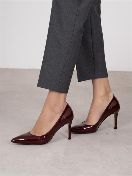 Pael Bordo Rugan Hakiki Deri Kadın Stiletto