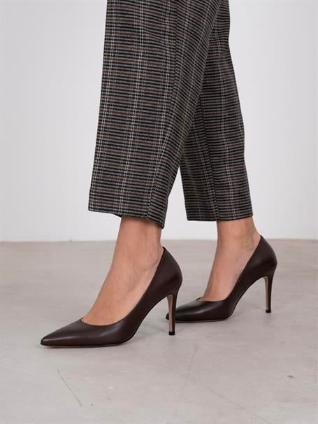 Pael Kahve Deri Hakiki Deri Kadın Stiletto
