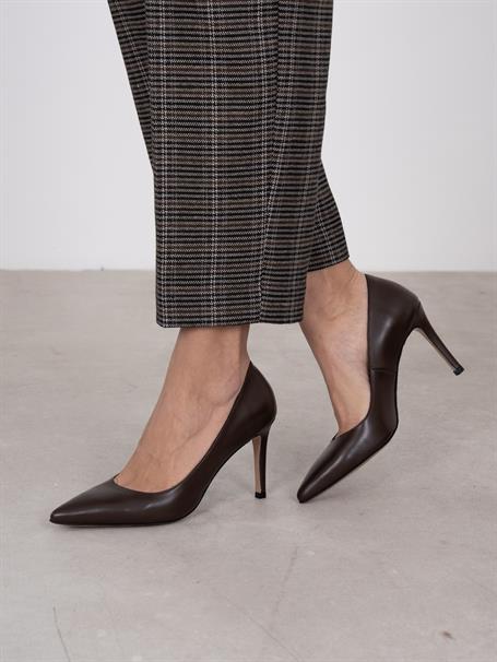 Pael Kahve Deri Hakiki Deri Kadın Stiletto