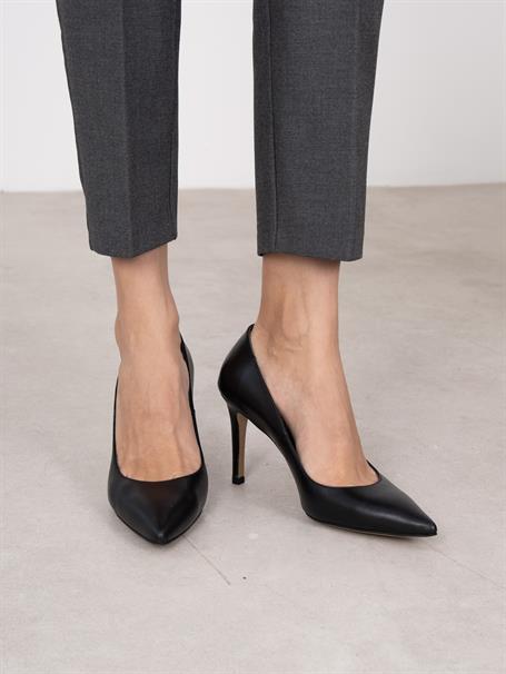Pael Siyah Deri Hakiki Deri Kadın Stiletto
